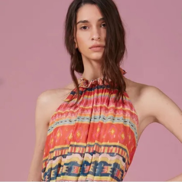 NWT Chufy Memories of Peru Mancora Viscose Lurex Chiffon Maxi Dress Size XS - Picture 2 of 13